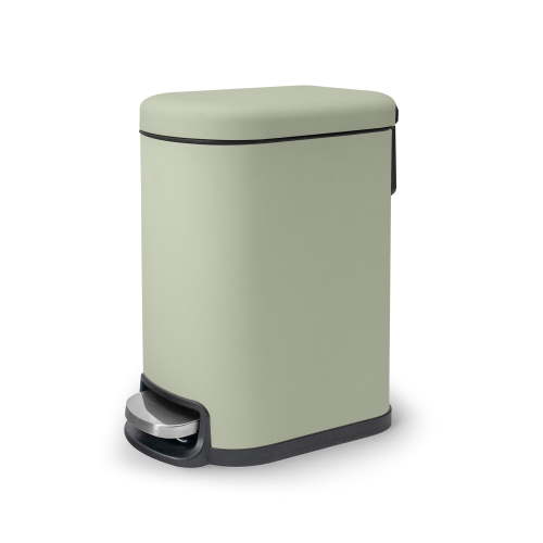 Acento 1.3 gal., Curved Rectangular Soft Close Premium Pedal Waste Bin Bedroom, Bathroom, Home and Office, Step On Trash Can, Soft Touch Sage Green
