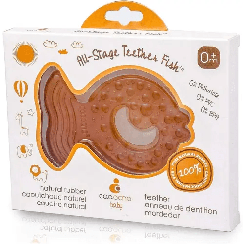 CaaOcho Pure Natural Rubber Teething Baby Toy, One-Piece Hygienic Design Teether for Babies, BPA Free, Covers All Teething Stages, All Natural, Textured for Sensory Play, Teething Toy for Molars