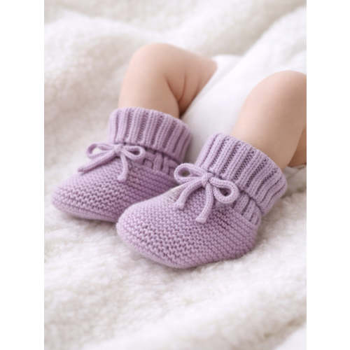 Knit Booties, Lavender (0-6M)