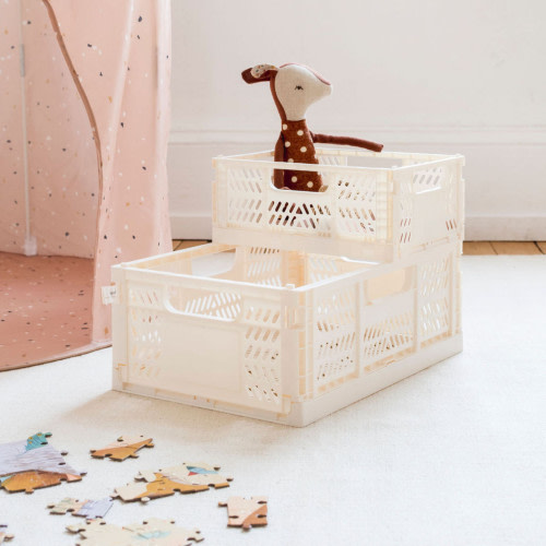 3 Sprouts Modern Folding Crate - Cream, Large, 1