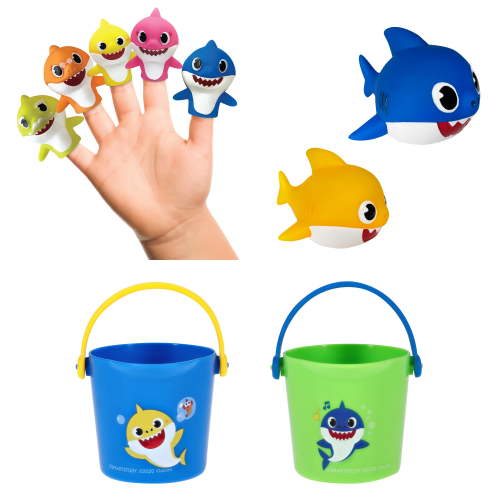 Baby Shark 9pc Bath Toy Set for Kids Tub Bath Time Fun, Unisex Toddler Toy Set