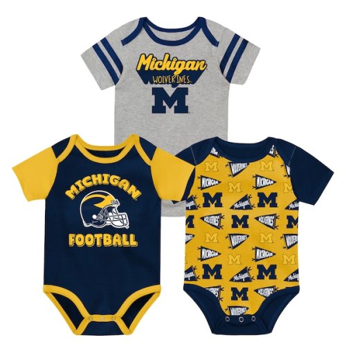 Michigan Wolverines Outerstuff Newborn Star Player Three-Piece Bodysuit Set - Navy
