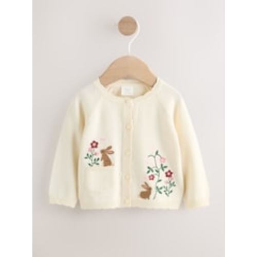 Buy Natural Embroidered Baby Bunny Cardigan 6-9M