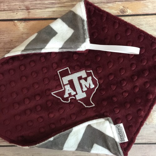 Texas A&M Baby Lovey - Personalized Aggies Gift with Optional Ribbon Loop for Newborns - Custom Sizes Available
