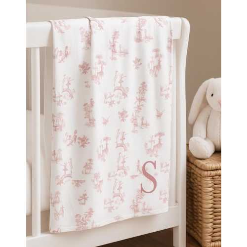 Gift for Infant Girl Swaddle Blanket With Monogram Ballet Toile Nursery Item Newborn Baby Nursery Keepsake Baby Shower Hospital Gift Baby