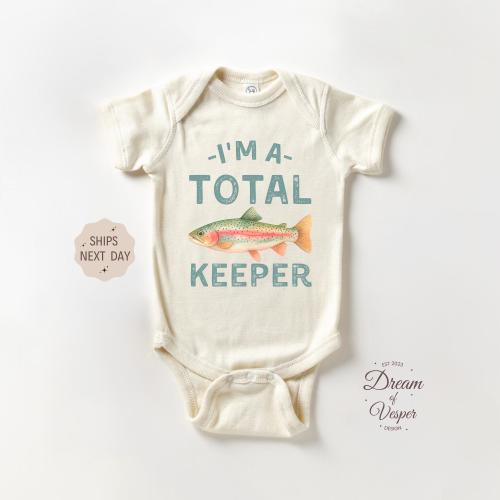 Total Keeper Baby Outfit, Funny Fishing Bodysuit, Cute Outdoor Baby Outfit, Adorable Baby Shower Gift, Newborn Clothes For Fisherman Dad