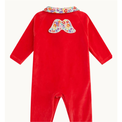 Floral Angel Wing™ Velour Sleepsuit - Berry | Marie-Chantal