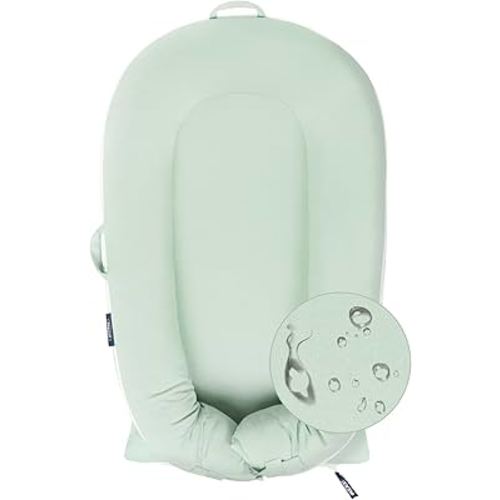 Organic Replacement Cover with Waterproof Pad | Premium Quality Spare Cover Certified Organic Cotton | Protects Against leaks | [Fits Dockatot Deluxe + Docks] (Cover Only) (Pistacho Green)