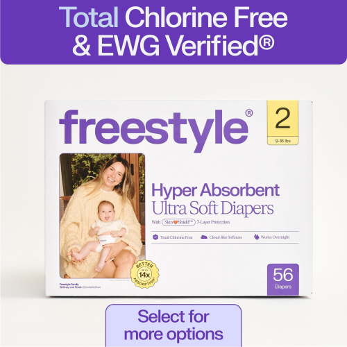 Freestyle Hyper Absorbent Ultra Soft TCF Baby Diapers, Size 2, 56 Count (Select for More)