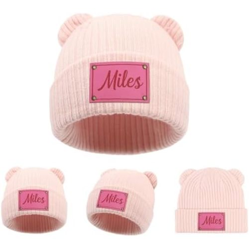 Personalised Newborn Baby Beanie Hat Personalized Infant Bear Beanie Hats 0-6 Months Custom Baby Gifts for Boys Girls