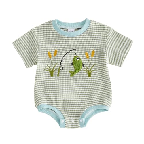 Lucikamy Newborn Baby Boy Girl Romper Bodysuit Cute Infant Summer Clothes | Baby Summer Romper,Baseball/Duck/Fish/Golf/Dinosaur/Embroidery/Letter,Boy Girl Short Sleeve Jumpsuit,Newborn Bubble Romper