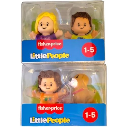 Fisher-Price Little People Toddler Toys Pair of Figure Packs with 2 Characters Each Including Dog (4 Figures Total)