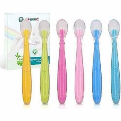 Sperric Best First Stage Baby Spoons BPA Free, 6-Pack, Soft Silicone Baby Spoons Training