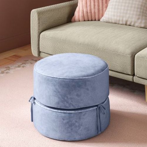 Stacking Bow Dorm Pouf Ottoman Blue - Room Essentials™