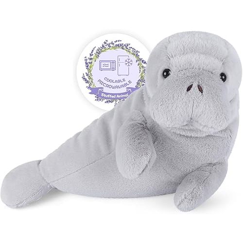 Heatable & Coolable Manatee Plush, Microwavable Stuffed Animal Heating Pad for Soothing & Relaxation, Lavender Scented Stress Relief Toy, Manatee Gifts for Kids, Cuddleable Stuffed Animal