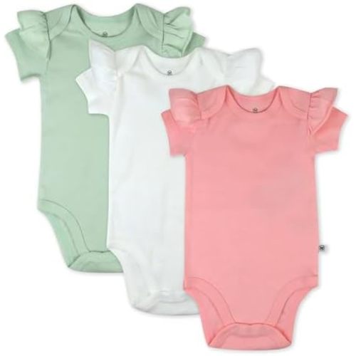 HonestBaby Baby Girls' 3-pack Ruffle Sleeve Bodysuit