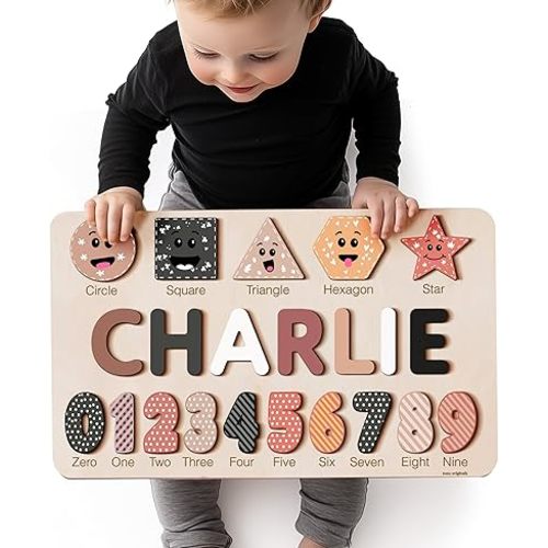 Puzzles for Toddlers Boy and Girl, Personalized Name Puzzle, 12 Month Toy, Gifts for 0 1 2 3 Years Old, Baby Gifts, Baby Shower, Christmas, New Baby Gift, 0 3 6 9 12 18 24 36 Months