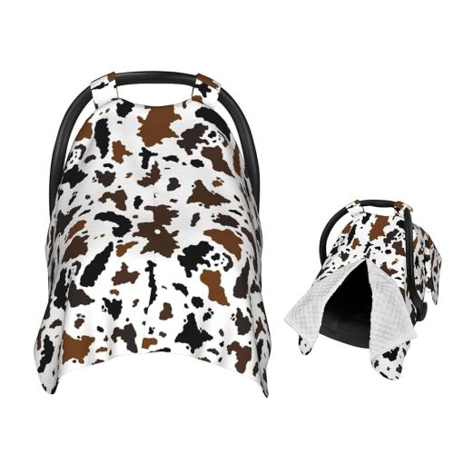 Brown Black Cow Skin Baby Car Seat Canopy Nursing Cover for Newborn Car Seat Breastfeeding Covers Blanket Newborn Shower Gift