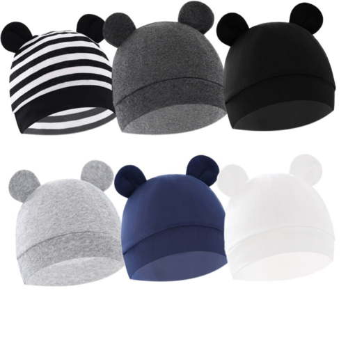 SILVERCELL 6 Pieces Newborn Baby Hat Bear Ears Infant Caps Baby Boy Girl Toddler Hats Infant Beanie Caps for 0-6 Months