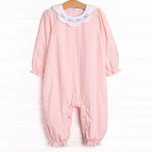 Ribbons and Roses Embroidered Romper, Pink – Stitchy Fish