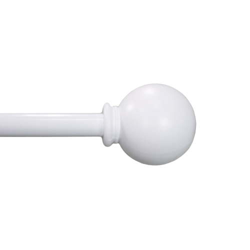 Mainstays 1/2" White Ball Adjustable Single Curtain Rod, 28-48"