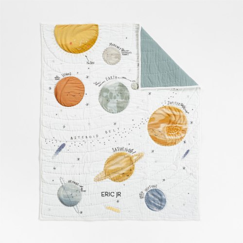 Personalized Outer Space Organic Cotton Baby Crib Quilt