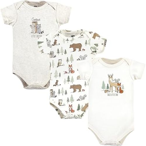 Hudson Baby unisex-baby Cotton Bodysuits 3-pack