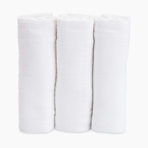 Little Unicorn Cotton Muslin Swaddle 3 Pack - White