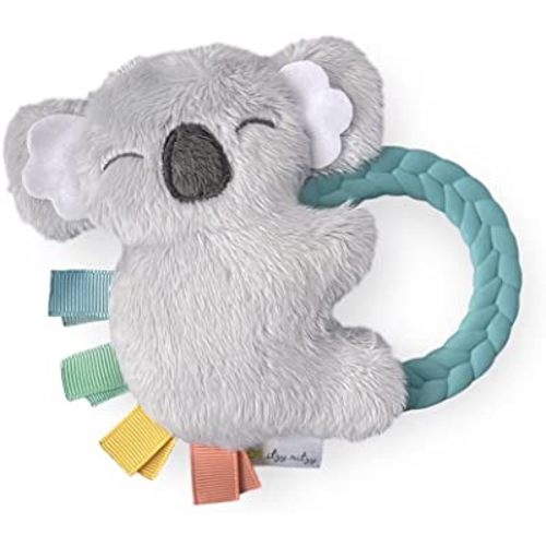 Itzy Ritzy - Ritzy Rattle Pal with Teether - Baby Teething Toy Features A Minky Plush Character, Gentle Rattle Sound & Soft Teether Toy for Newborn (Koala)