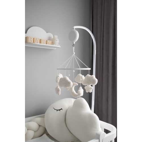 Cloud Baby Mobile - Baby Girl and Boy Mobile - Rain Cloud Baby Crib Mobile - White Gold Mobile for Nursery - Gender Neutral Nursery Mobile