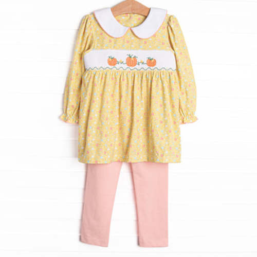 Sunny Day Patch Smocked Legging Set, Yellow – Stitchy Fish