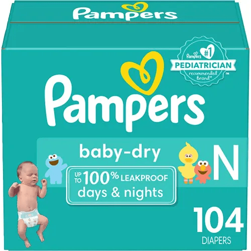 Pampers Baby Dry Diapers Size 0, 104 count - Disposable Diapers