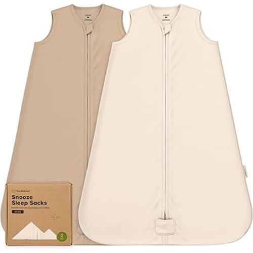 2-Pack Baby Sleep Sacks, Zipper Wearable Blanket - 0.5TOG Organic Cotton,Lightweight,Soft Cozy Toddler Sleeping Sack 6-12 months,Easy to Wear Large Newborn Transition Swaddles Sleepsacks(Ecru, M)