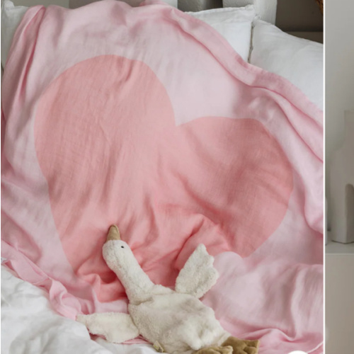 Muslin Swaddle - Pink Heart
