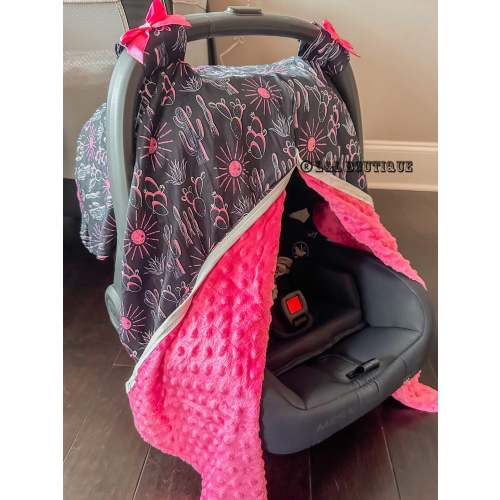 Retro Cactus Hot Pink Car Seat Cover