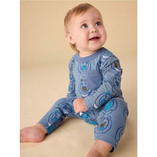 Long Sleeve Pocket Baby Romper, Moon Bear - Tea Collection | Maisonette