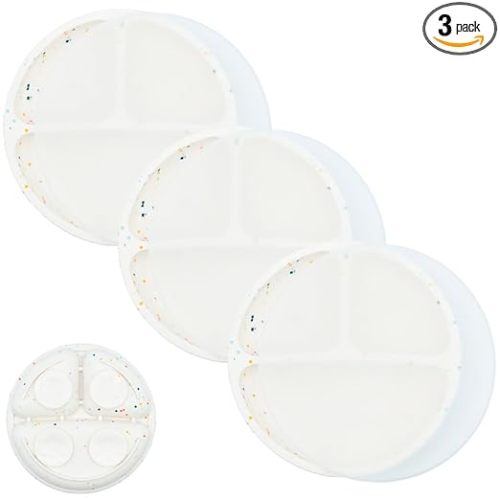 WeeSprout Suction Plates for Babies With Lids & Toddlers - 100% Silicone, Dinnerware Stays Put, Divided Design for Picky Eaters, Microwave & Dishwasher Friendly, 3 Pack