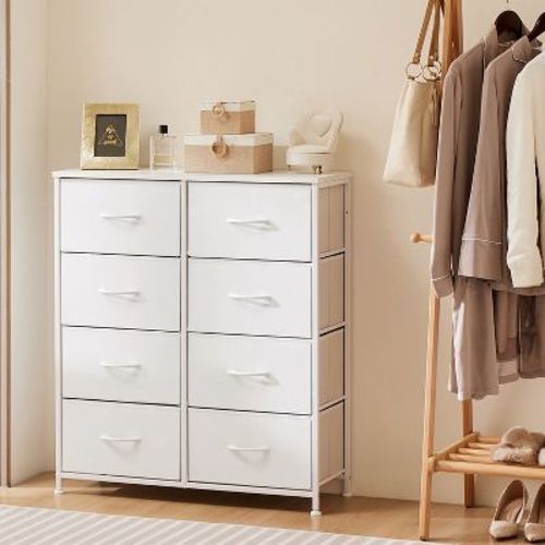 JIONJOY 8-Drawer Fabric Dresser - Sturdy MDF Chest of Drawers for Bedroom, Living Room, Hallway