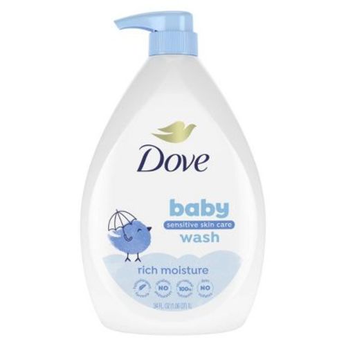 Baby Dove Rich Moisture Baby Wash & Shampoo, Hypoallergenic and Tear-Free - 34 fl oz