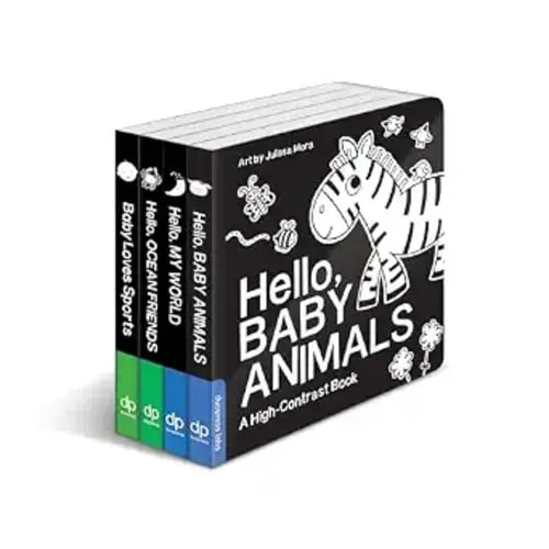 High Contrast Baby Book Set: 4 Board Books for Newborns
