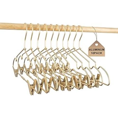 12.5" Gold Metal Baby Clothes Clips Hanger Children Kids Coat Hanger Display and Storage 10Pack