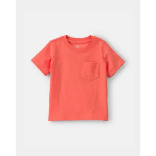 Baby Solid Pocket T-Shirt - Coral | Carter's