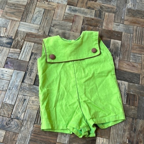 Mulberry St Green Linen Infant Boys Jon Jon Romper