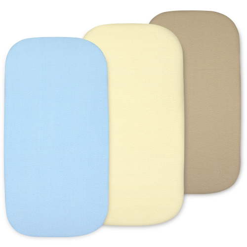 Baby Bassinet Sheet Set – 3 Pack - Keep Baby Happily Sleeping in Cold & Hot Weather w/ Ultra-Soft Universal Fitted Jersey Cotton Bassinet Sheets for Oval, Hourglass & Rectangle Bassinet Mattress