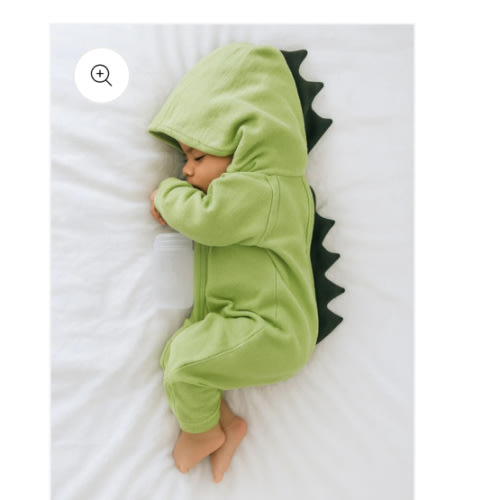 Baby Dinosaur Hooded Jumpsuit – Long Sleeve Romper with Dinosaur Spike – Little Dresser