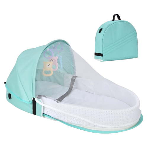 XIBUFE 2026 New Baby Travel Cot with Mosquito Net and Awning Portable Baby Cot Changing Bag Foldable Baby Cot with Mosquito Net for Travel,Home,Outdoor,Nursery,Camping
