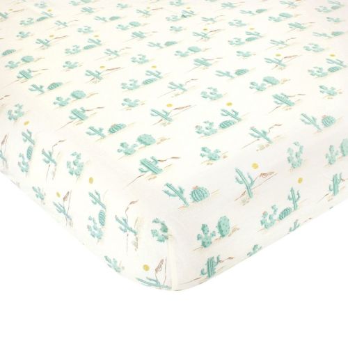 Hudson Baby Cotton Fitted Crib Sheet, Desert Cactus, One Size