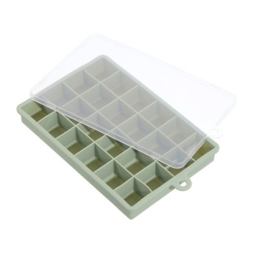 Unique Bargains Square Silicone ice block Tray with Lid for Freezer 24 Cube Per Tray Matcha Green