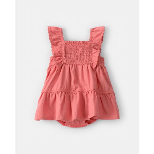 Baby Girl Ruffle Sleeveless Bodysuit Dress - Orange | Carter's