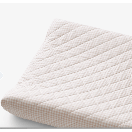 Ditsy Gingham Classic Cool Organic Cotton Percale Quilted Changing Pad Cover